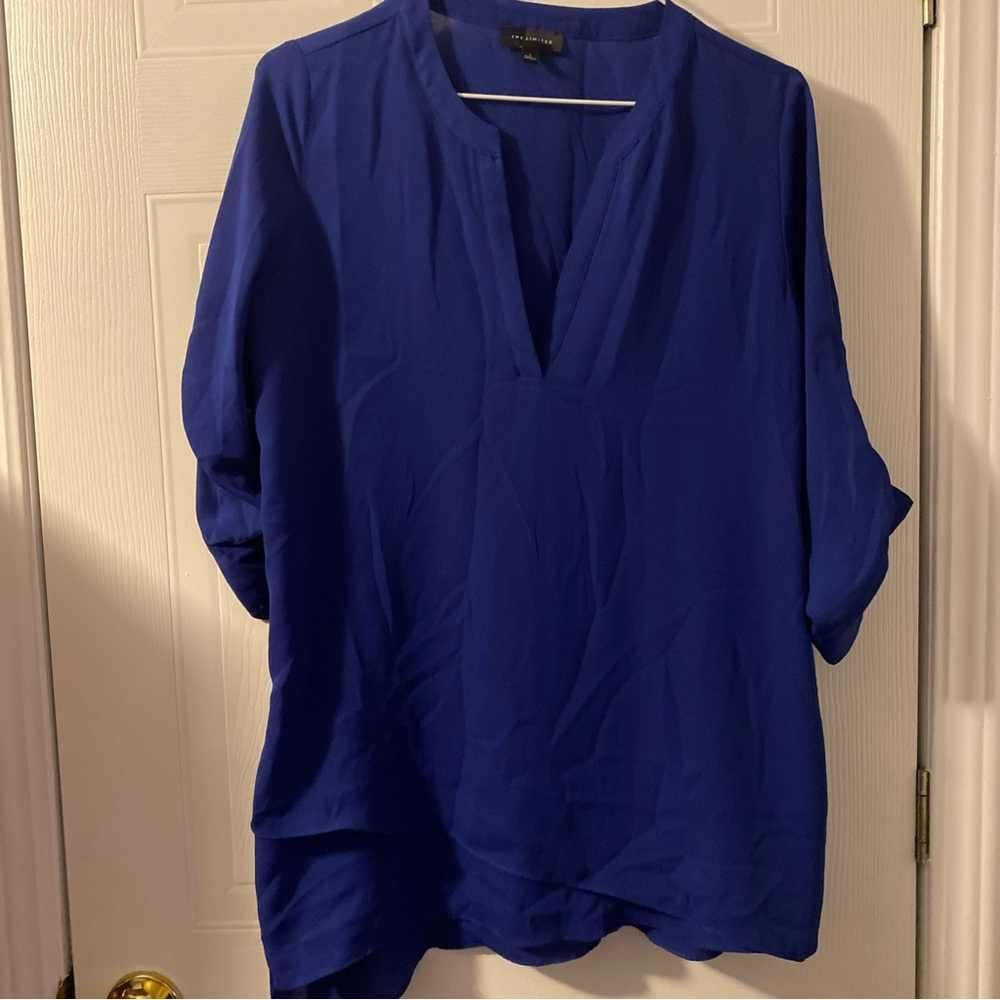 The Limited Womens Blue V Neck Flutter Blouse Size S